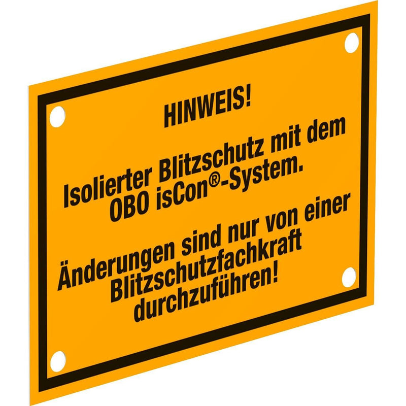 OBO Bettermann - Zubehör/Ersatzteile für Erdung und Blitzschutz Hinweisschild isCon HWS 150x100mm,gelb