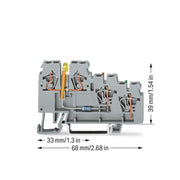 WAGO - Initiator/Aktor-Reihenklemme 3-Leiter-Aktorenklemme 270-585/281-507 LED gelb − 50 Stück