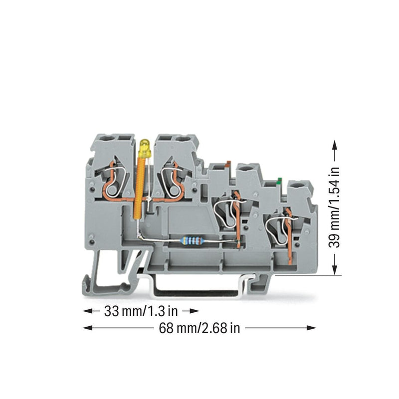 WAGO - Initiator/Aktor-Reihenklemme 3-Leiter-Aktorenklemme 270-585/281-507 LED gelb − 50 Stück