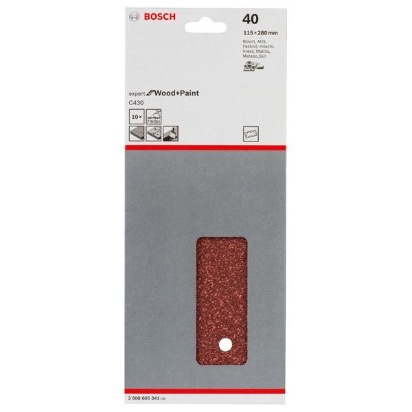 Bosch - Schleifpapier/Schleifvlies Schleifblatt C430, 115 x 2608605341 280 mm 40 14 Löcher