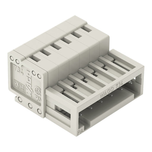 WAGO - Kabelsteckverbinder für Leiterplattensteckverbinder 1-Leiter-Stiftleiste 734-306 1,5mm²,lichtgrau − 100 Stück