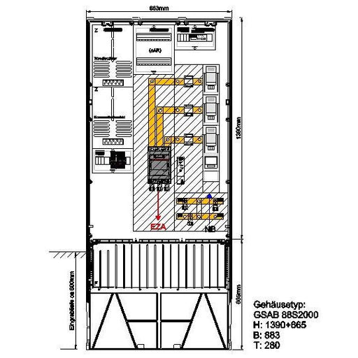GSAB Elektrotechnik - Zähler-Komplettschrank Wandlermessung 25.W250.AR-01 EnbW 250A