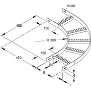 Niedax - Bogen für Kabelleiter Bogen 90Gr. KLMUB 40.250 F 40x250mm
