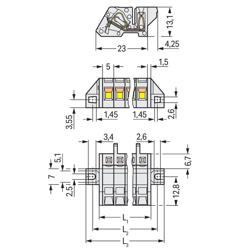WAGO - Kabelsteckverbinder für Leiterplattensteckverbinder 1-Leiter Federleiste 721-302/031-000 CAGECLAMP 2,5mm²,lgr − 100 Stück