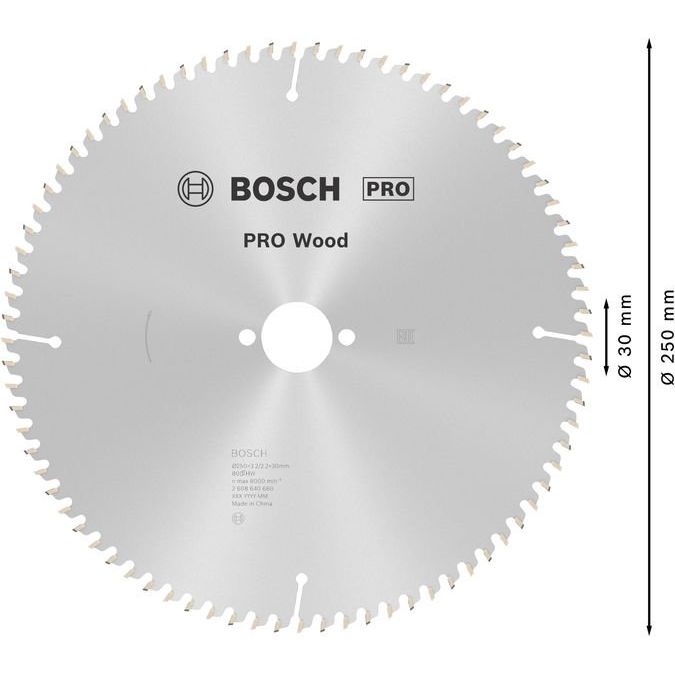 Bosch - Kreissägeblatt PRO Wood Kreissägeblatt, 2608640660 250 x 3,2 x 30 mm