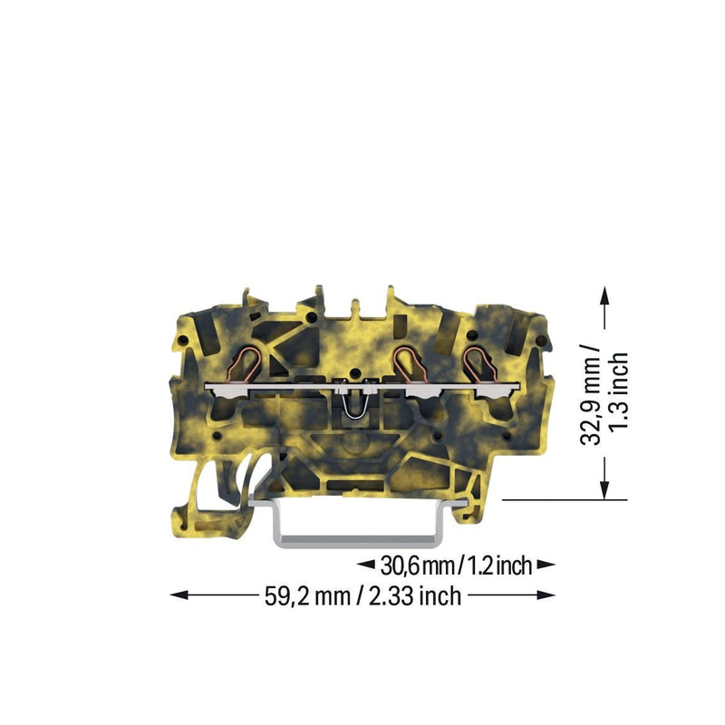 WAGO - Durchgangs-Reihenklemme 3L-Durchgangsklemme 2001-1301/000-053 1,5 qmm, dunkelgr-ge − 100 Stück