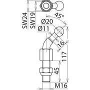 DEHN - Festpunkt für EuK-Vorrichtung Kugelfestpunkt KFP 20 W45 M16 45SSM D20mm 45Gr. abgew