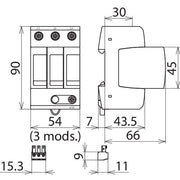 DEHN - Überspannungsableiter für Energietechnik/Stromversorgung Überspannungsableiter DG MU 3PD 480 3W+G R Typ 2