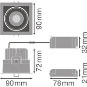 Ledvance - Downlight/Strahler/Flutlicht LED-Einbaustrahler SPOT SQUARKADJ8W3KWT 3000K sw