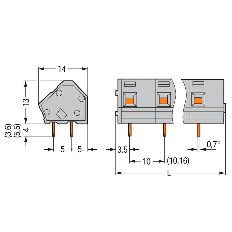 WAGO - Leiterplattenklemme 236-603 2,5mm² − 35 Stück