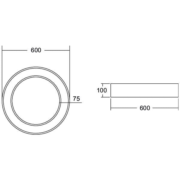 Brumberg Leuchten - Decken-/Wandleuchte LED-Anbau-Ringleuchte 13560163 D600mm, H100mm