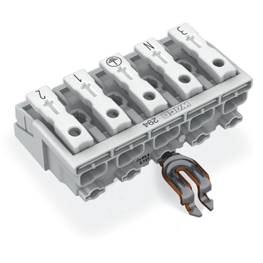 WAGO - Ein- und mehrpolige Klemmenleiste Leuchtenanschlussklemme 294-4255 PE-Rastkontakt,weiß − 250 Stück