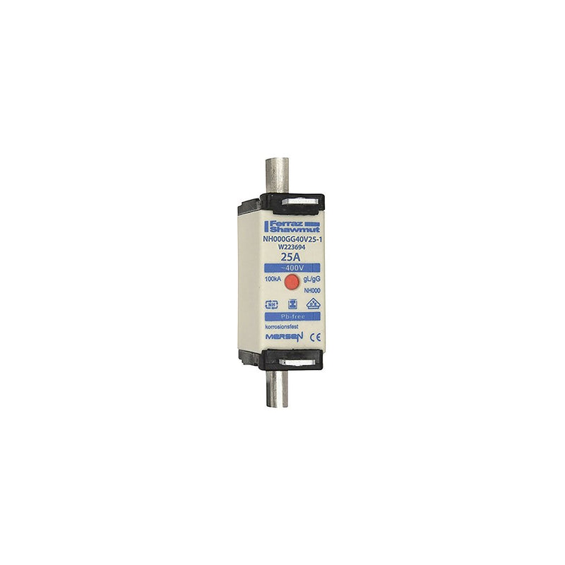 Mersen - Messersicherung Sicherungseinsatz NH gG NH000GG40V25-1 Gr.000 25A SGL KM − 9 Stück