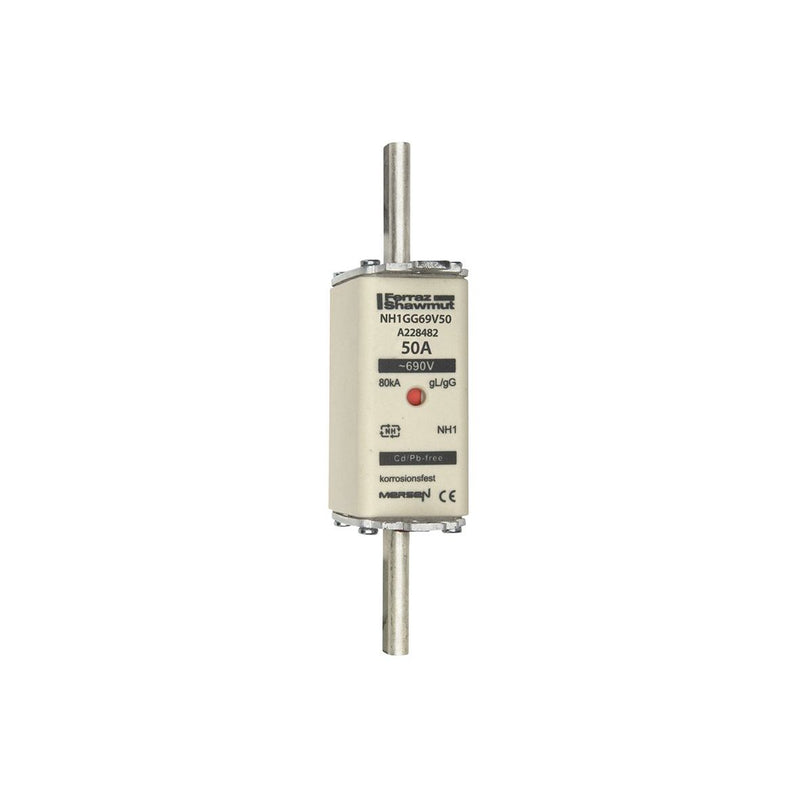 Mersen - Messersicherung NH-Sicherungseinsatz SF NH1GG69V50 Gr.1 gG 50A/690V KM − 3 Stück