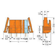 WAGO - Leiterplattensteckverbinder THT-Federleiste gerade 232-766/039-000 Maß 7,62mm,orange − 25 Stück