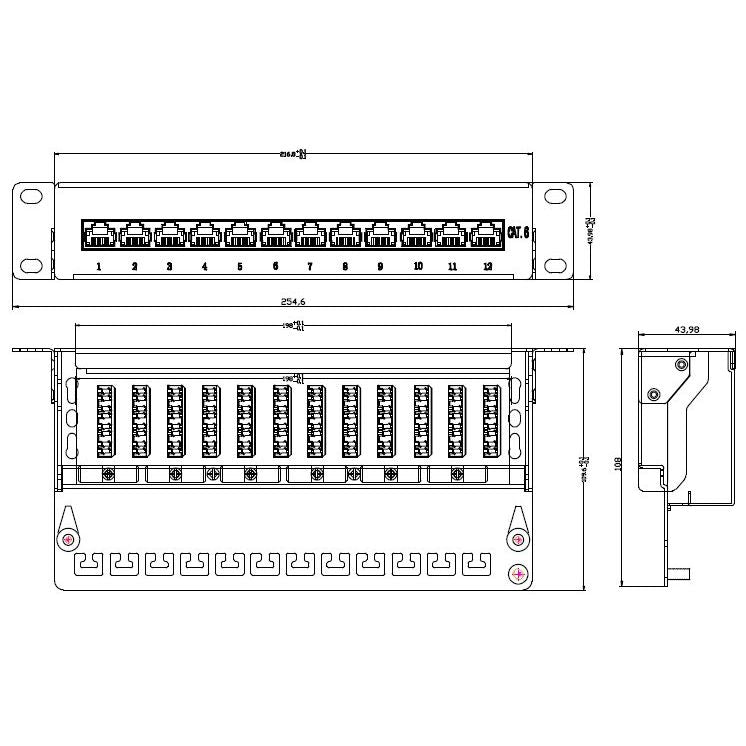 EFB-Elektronik - Patchpanel Kupfer Mini-Patchpanel 37736.12 12xRJ45, grau
