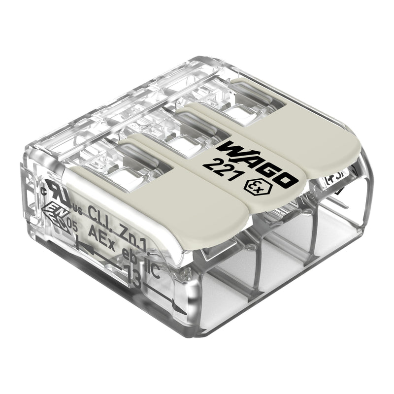 WAGO GmbH & Co. KG - Steckklemme COMPACT-Verbindungsklemme 221-683 Ex e,transparent − 30 Stück