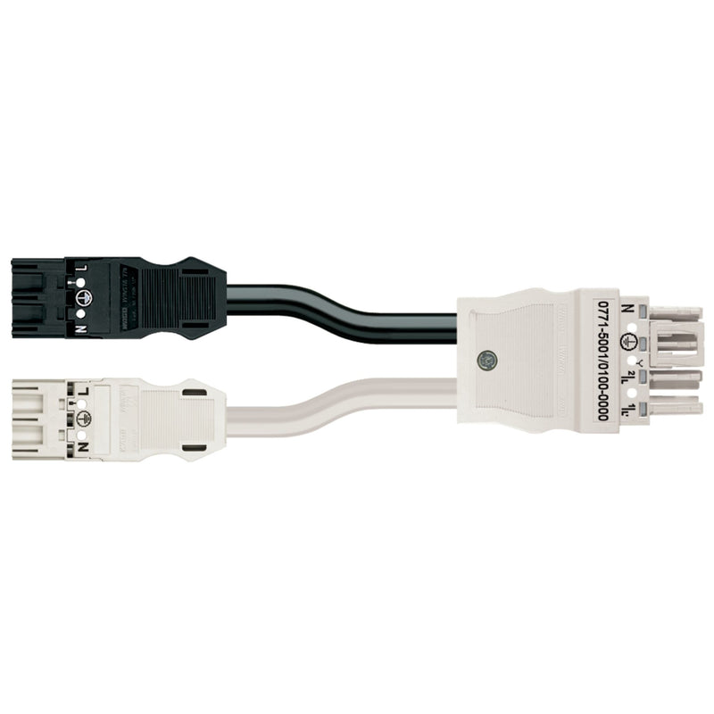 WAGO - Konfektionierte Leitung für steckbare Gebäudeinstallation konfektionierte Y-Leitung 771-5001/110-000 Eca,2xStecker/Buchse