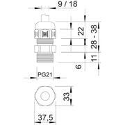 OBO Bettermann - Kabelverschraubung Verschraubung V-TEC PG21 LGR