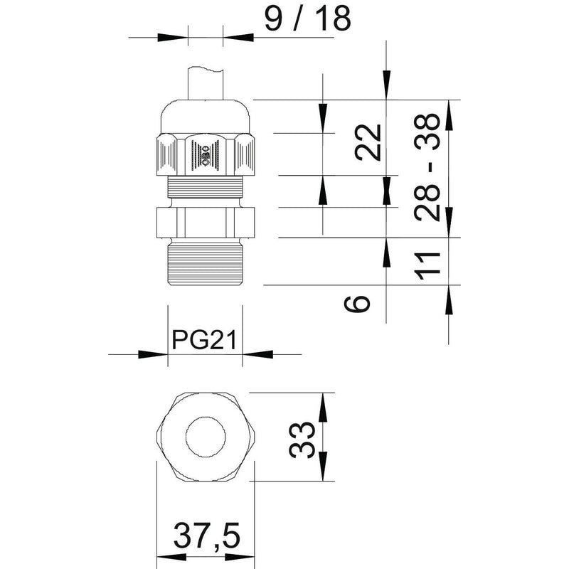 OBO Bettermann - Kabelverschraubung Verschraubung V-TEC PG21 LGR