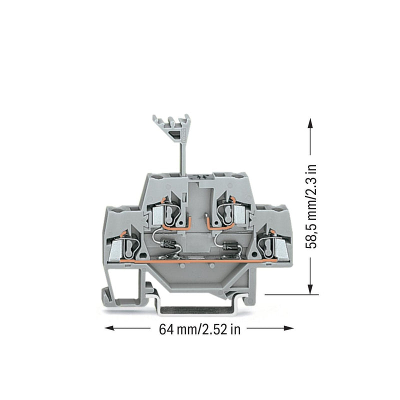 WAGO - Bauelement-Reihenklemme Bauelementklemme 280-942/281-487 2 Dioden 1N4007,grau − 50 Stück