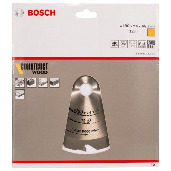 Bosch - Kreissägeblatt PRO Construct Wood 2608641201 Kreissägeblatt 190 x