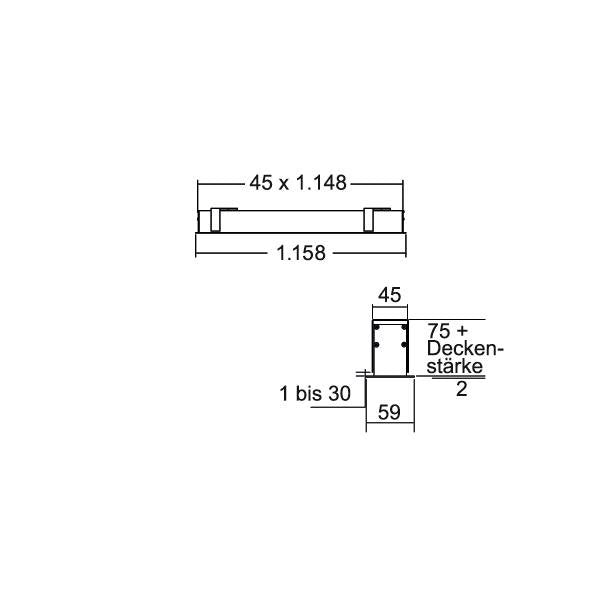 Brumberg Leuchten - Decken-/Wandleuchte Einbau-Profilleuchte 7427122016 1158 x 110 x 59mm