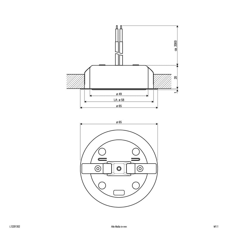EVN Lichttechnik - Downlight/Strahler/Flutlicht LED Deckeneinbauleuchte L12201302 12V/DC 3000K 90lm