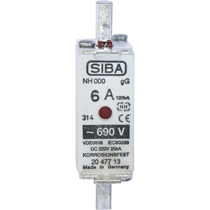 Siba - Messersicherung NH-Sicherungseinsatz 2047713.10 10A NH00 gG 690V − 3 Stück