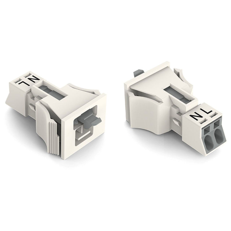 WAGO - Geräteanschluss für steckbare Gebäudeinstallation Snap-In-Stecker 890-732 2-polig,Kod. A,weiß − 50 Stück
