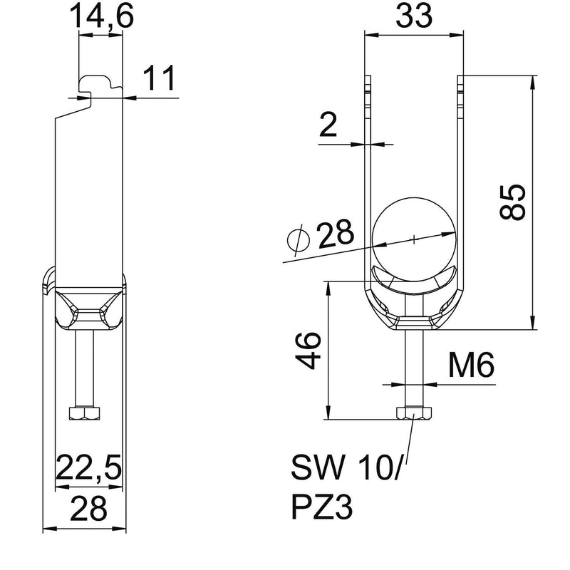 OBO Bettermann - Bügelschelle BS-N2-M-28 FT 2-fach − 50 Stück