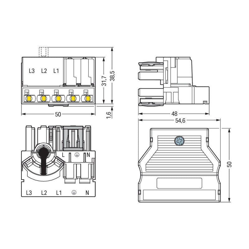 WAGO - Kompaktverteiler für steckbare Gebäudeinstallation Verteiler 770-661 0,5-4mmq weiß − 10 Stück