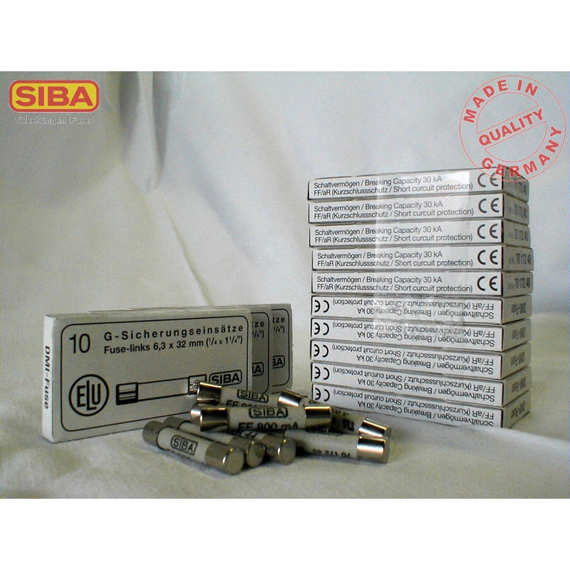 Siba - Zylindrische Sicherung G-Sicherung FF 1,6A 7017540 6x32 500V − 100 Stück
