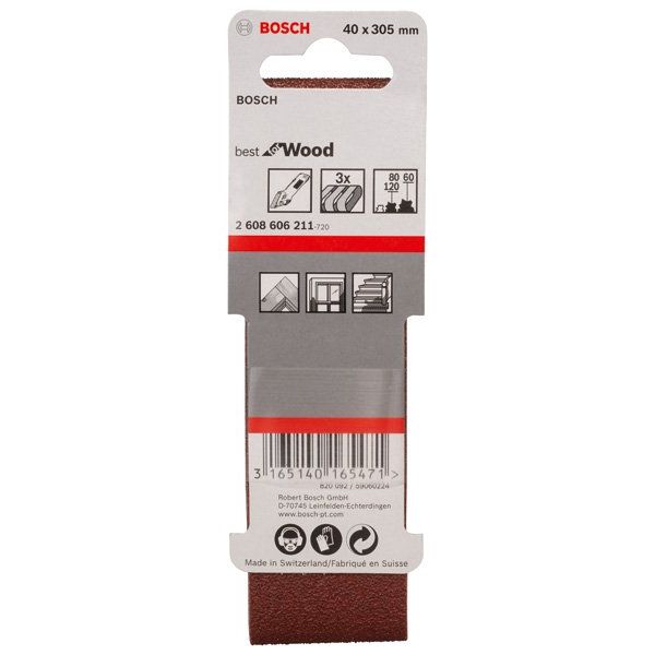 Bosch - Schleifpapierset PRO X440 Schleifband, 40 x 2608606211 305 mm G60 G80 G120