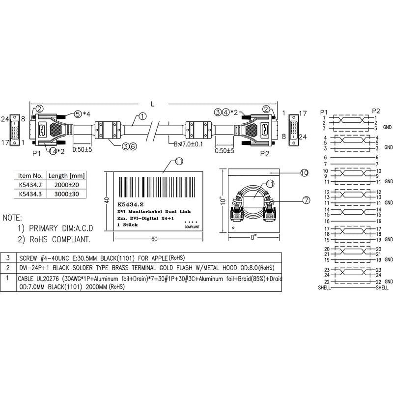 EFB-Elektronik - PC-Kabel DVI Monitorkabel Dual Link K5434.3 3m