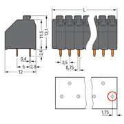 WAGO - Leiterplattenklemme THR-Leiterplattenklemme 250-208/353-604/997- Drücker,1,5mm²,sw − 160 Stück