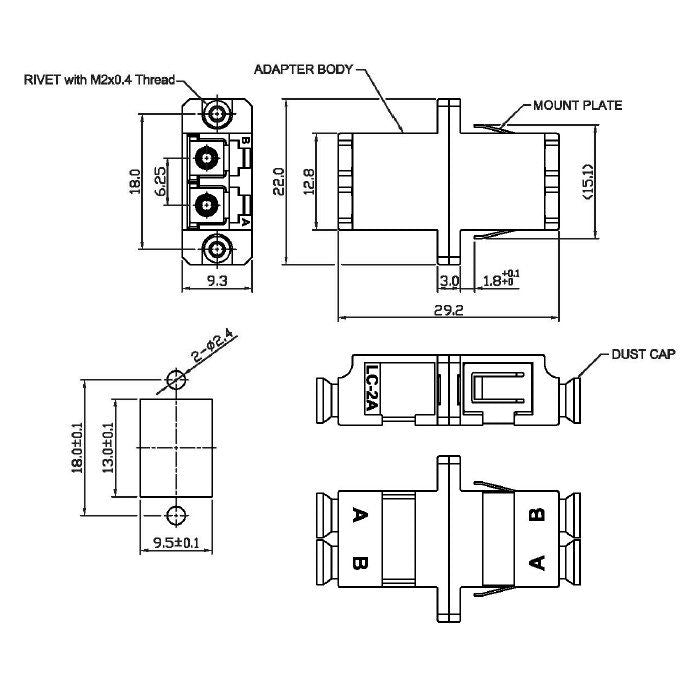EFB-Elektronik - LWL-Kupplung Kupplung 53343.1 LC Duplex OS2