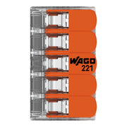 WAGO - Steckklemme Compact-Verbindungsklemme 221-615 5-Leiter bis 6qmm − 15 Stück