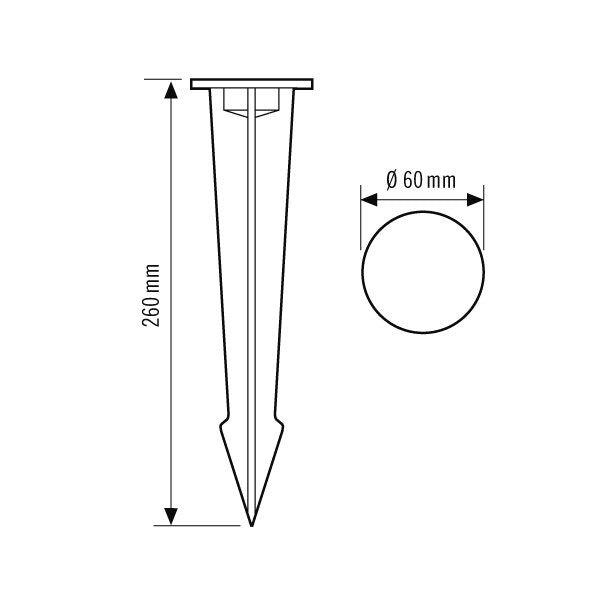 ESYLUX - Mechanisches Zubehör/Ersatzteile für Leuchten Bodenanker inkl. Adapter FL GROUND SPIKE BK für OFL-/AFL-SUN sw