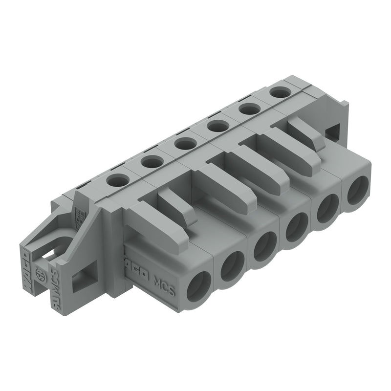 WAGO - Leiterplattensteckverbinder THT-Federleiste abgewink. 232-236/031-000 Rastermaß 5mm,grau − 50 Stück