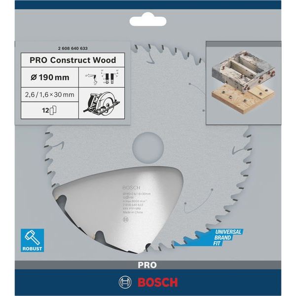 Bosch - Kreissägeblatt PRO Construct Wood 2608640633 Kreissägeblatt 190 x