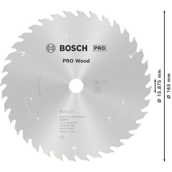 Bosch - Kreissägeblatt PRO Wood cordless 2608837682 Kreissägeblatt 165 x