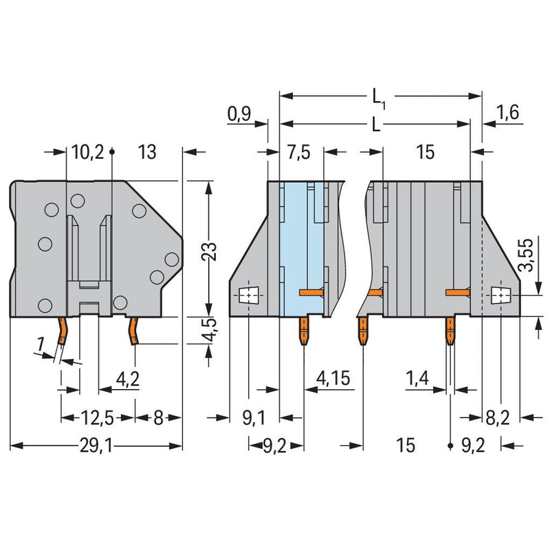 WAGO - Leiterplattenklemme 745-1456 6mm² − 16 Stück