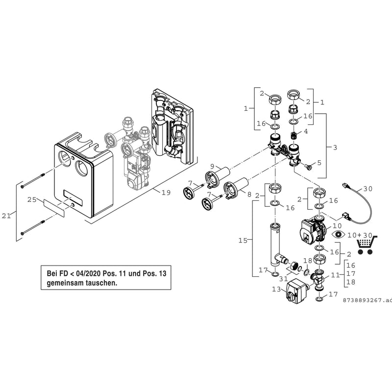 Bosch Thermotechnik - Hydraulische Regelstation Heizkreisset m. Mischer HSM 15/4 DN15, 364x290x190