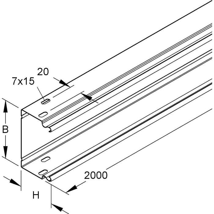 Niedax - Leitungsführungskanal LS-Industriekanal LUE 60.100  − 2 Meter
