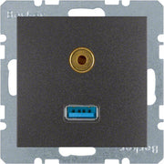 Berker - Einsatz/Abdeckung für Kommunikationstechnik Steckdose USB/3,5mm Audio 3315391606 anthrazit matt