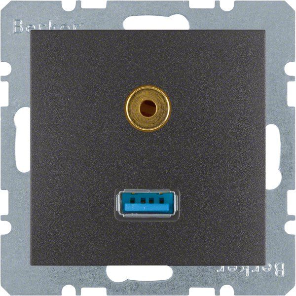 Berker - Einsatz/Abdeckung für Kommunikationstechnik Steckdose USB/3,5mm Audio 3315391606 anthrazit matt