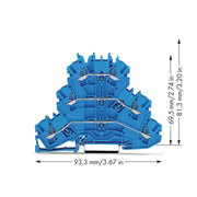 WAGO - Durchgangs-Reihenklemme Dreistockklemme 2002-3204 N/N/N,blau − 50 Stück