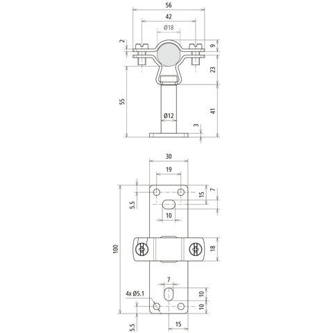 DEHN - Leitungshalter für Blitzschutz HVI-L+ Ex W55 holder LH ZS 18 EX W55BPV2A