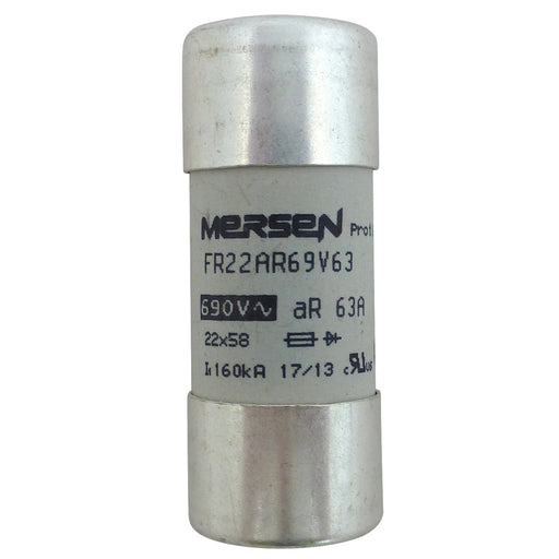 Mersen - Zylindrische Sicherung Sicherungseinsatz FR22AR69V63 22x58 AC690V 63A − 10 Stück